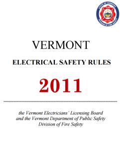 state of Vermont electrical safety